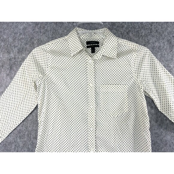 J Crew Top Women's 00 Button Up Boy Shirt Polka Dot Long Sleeve Blouse - Picture 2 of 10